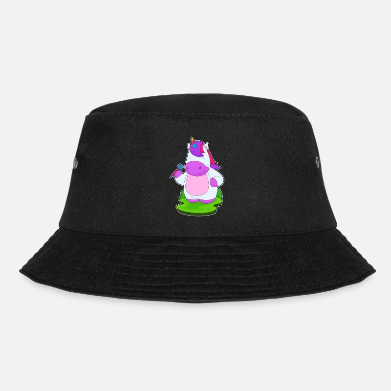 Einhorn Dart Dartpfeil - Bucket Hat - Schwarz
