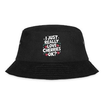 Kirsche Kirschen Früchte Essen - Bucket Hat - Schwarz - Vorne - Lela (165cm)