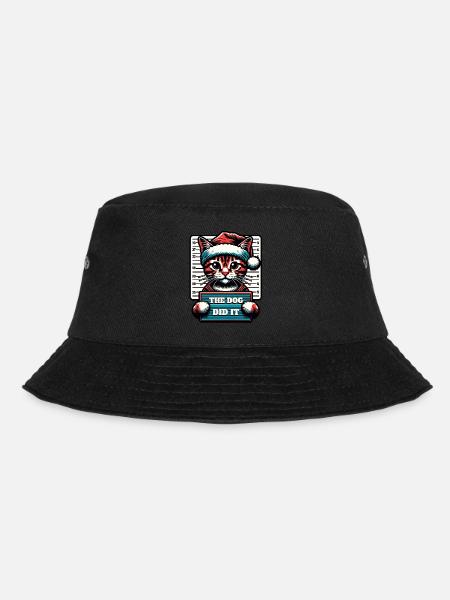 Weihnachtsmann Weihnachten lustiges Katzen Mugshot - Bucket Hat - Schwarz