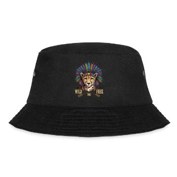 Wildes und freies Geparden-Stammesfedern-Design - Bucket Hat - Schwarz - Vorne - Lela (165cm)