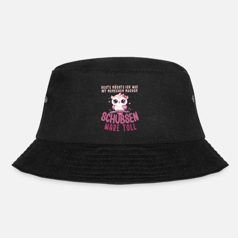 Heute Möchte Ich Menschen Schubsen Eule - Bucket Hat - Schwarz