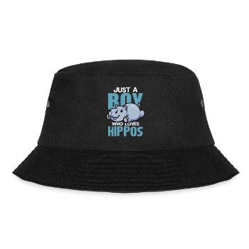 Ein Junge Der Nilpferde Liebt Niedliches Cartoon - Bucket Hat - Schwarz - Vorne - Lela (165cm)