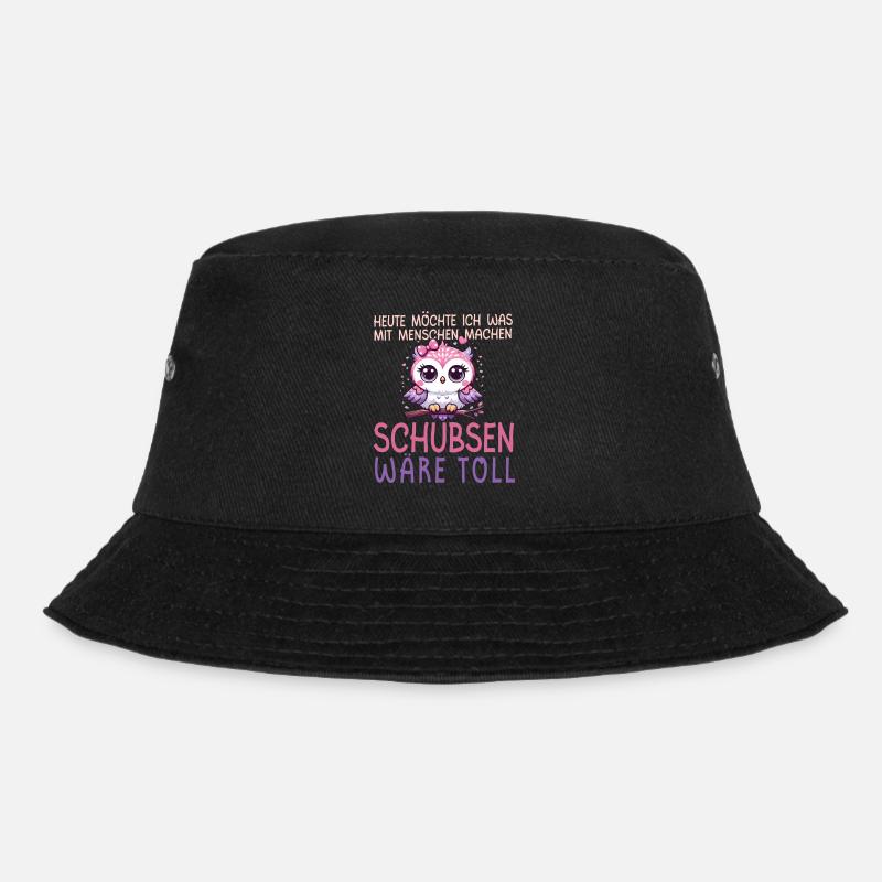 Heute Möchte Ich Menschen Schubsen Eule Humor - Bucket Hat - Schwarz