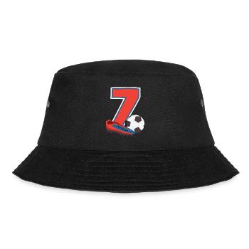 Fußball Geburtstag 7-Jährige Kindergeburtstag - Bucket Hat - Schwarz - Vorne - Lela (165cm)