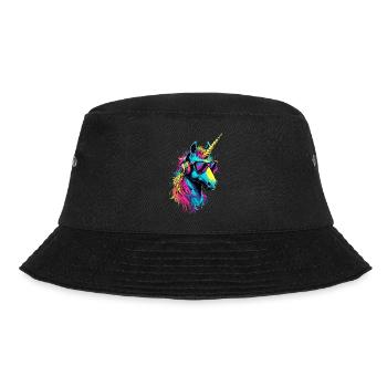 Einhorn Bunt Regenbogen Pferde Reiten Einhörner - Bucket Hat - Schwarz - Vorne - Lela (165cm)