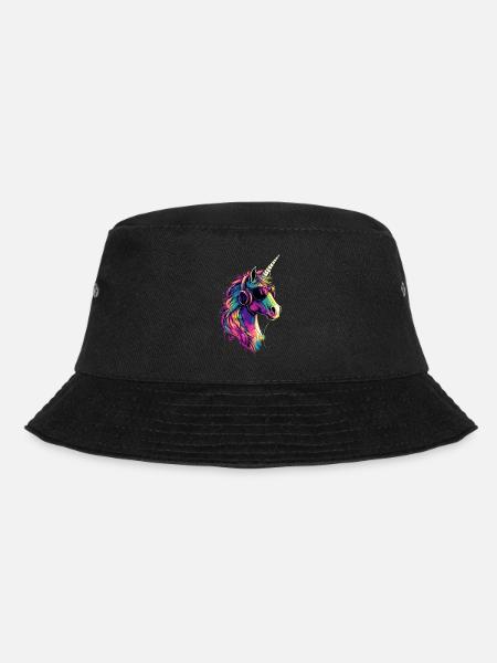 Einhorn Bunt Regenbogen Pferde Reiten Einhörner - Bucket Hat - Schwarz