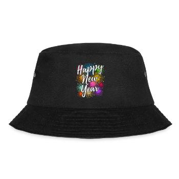 Silvester Party Outfit Neujahr Happy New Year - Bucket Hat - Schwarz - Vorne - Lela (165cm)
