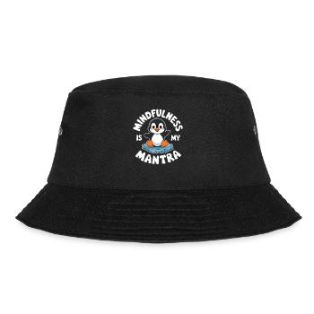 Mindfulness is my mantra with cute penguin - Bucket Hat - black - Front - Lela (165cm)