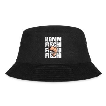 Angler KOMM FISCHI FISCHI FISCHI Lustiges Angeln - Bucket Hat - Schwarz - Vorne - Lela (165cm)