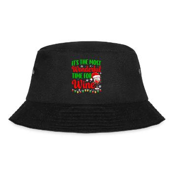 It's The Most Wonderful Time For Wine Christmas S - Bucket Hat - Schwarz - Vorne - Lela (165cm)