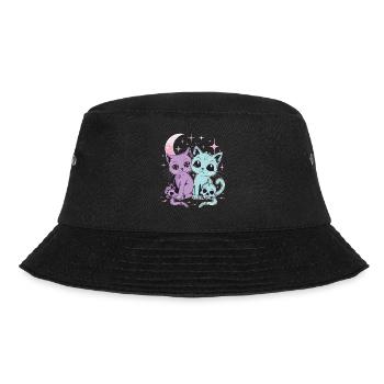 Kawaii Cat Pastel Goth Teuflisch - Bucket Hat - Schwarz - Vorne - Lela (165cm)