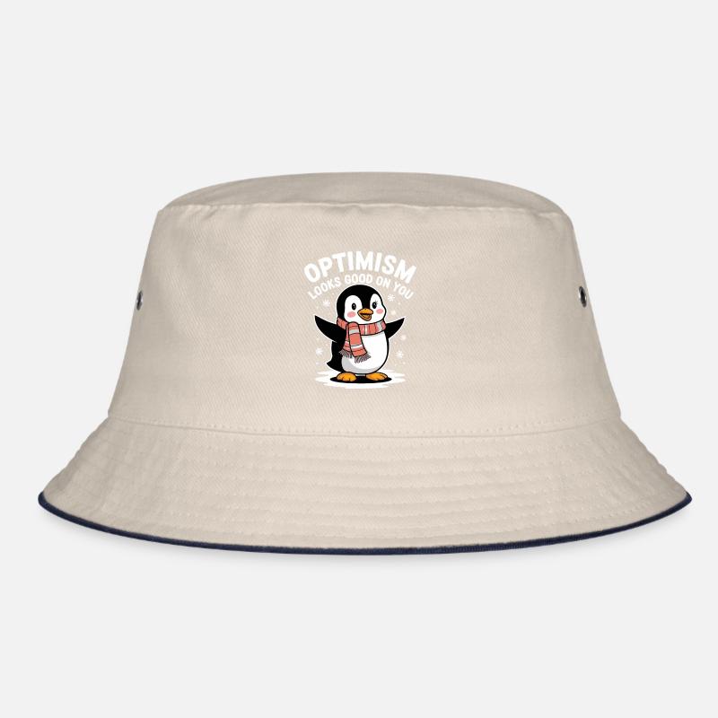 Optimismus Steht Dir Gut Pinguin Winter Bucket Hat