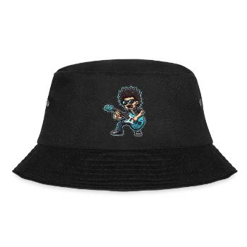 Groovy Laughter: Funny Cartoon Person Playing Blue - Bucket Hat - black - Front - Lela (165cm)