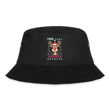Rentier Weihnachten – Lustiges Weihnachtsgeschenk - Bucket Hat - Schwarz - Vorne - Lela (165cm)