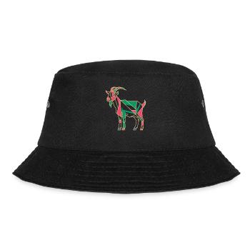 geomGeometrische Bauernhoftier Grafik Ziege Bunt - Bucket Hat - Schwarz - Vorne - Lela (165cm)