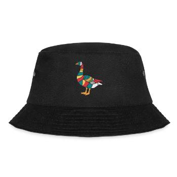 Bunte Geometrische Bauernhof Tiergrafik Gans - Bucket Hat - Schwarz - Vorne - Lela (165cm)