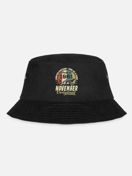 November 1961, November 1961 Birthday Gift - Bucket Hat - black