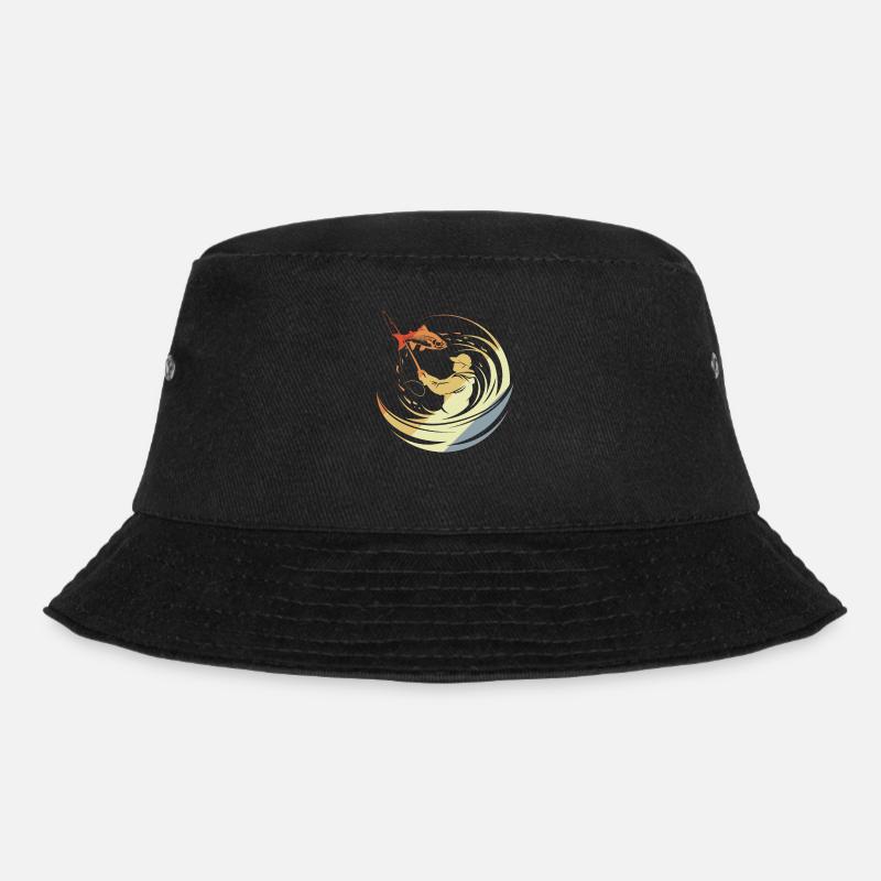 Vintage Fischen - Bucket Hat - Schwarz
