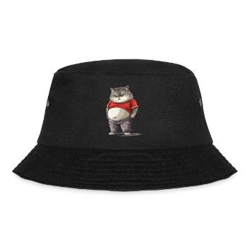 Lustiger Dicker Kater in Bequemer Kleidung - Bucket Hat - Schwarz - Vorne - Lela (165cm)