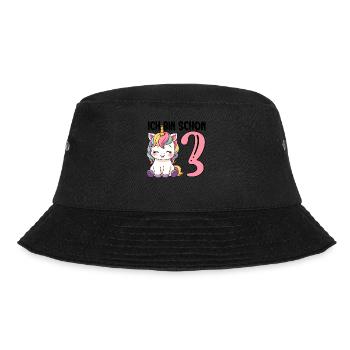 I'm Already Three Unicorn 3rd Birthday - Bucket Hat - black - Front - Lela (165cm)