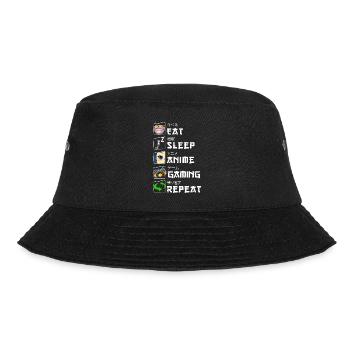 Funny Japanese Eat Sleep Anime Gaming Repeat Manga - Bucket Hat - black - Front - Lela (165cm)