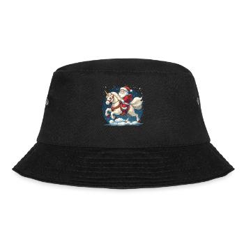 Lustiges Santa Claus Einhorn Motiv - Bucket Hat - Schwarz - Vorne - Lela (165cm)