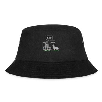 Rollstuhl Sit Hund Walk Symbol Humor - Bucket Hat - Schwarz - Vorne - Lela (165cm)