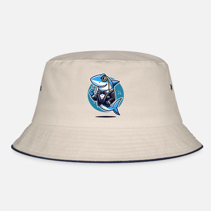 Classy Shark in Tuxedo Vector Design Bucket Hat