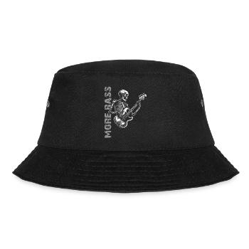 Skelett Skull mit Bassgitarre und Spruch Mehr Bass - Bucket Hat - Schwarz - Vorne - Lela (165cm)
