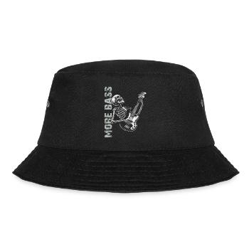 Skelett Skull mit Bassgitarre und Spruch Mehr Bass - Bucket Hat - Schwarz - Vorne - Lela (165cm)
