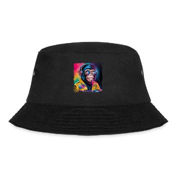 Dj Rave Festival cooler Affe mit Kopfhörer Party - Bucket Hat - Schwarz - Vorne - Lela (165cm)