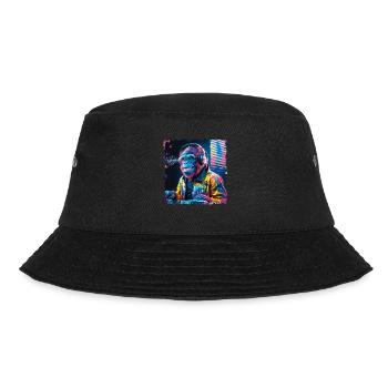Dj Rave Festival cooler Affe mit Kopfhörer Party - Bucket Hat - Schwarz - Vorne - Lela (165cm)