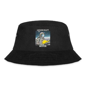 ASTRONAUT BUCH LESEN HILFT WEITER - Bucket Hat - Schwarz - Vorne - Lela (165cm)