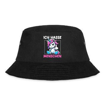 Ich Hasse Menschen Lustig Einhorn Stinkefinger - Bucket Hat - Schwarz - Vorne - Lela (165cm)
