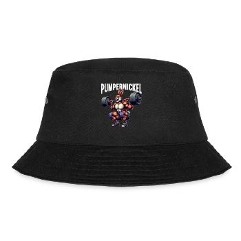 Pumpernickel-Kaninchen Fitnesstrainer Bodybuilder - Bucket Hat - Schwarz - Vorne - Lela (165cm)