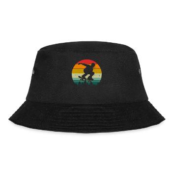 Retro Skate Longboarden Ausführen von Tricks - Bucket Hat - Schwarz - Vorne - Lela (165cm)