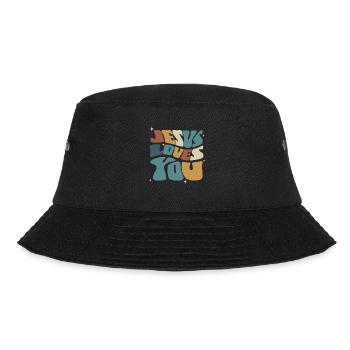 Jesus Liebt Dich Spirituelle Botschaft - Bucket Hat - Schwarz - Vorne - Lela (165cm)