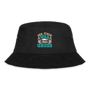 Angler Outfit Lustig DER FISCH WAR SO GROß Angeln - Bucket Hat - Schwarz - Vorne - Lela (165cm)