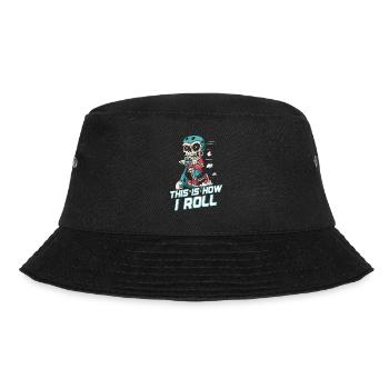 How I Roll: Skater Skeleton on Scooter - Bucket Hat - black - Front - Lela (165cm)