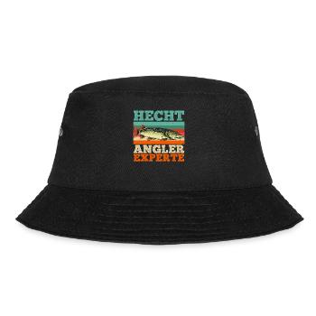 HECHT ANGLER EXPERTE Angeln Geburtstags Angler - Bucket Hat - Schwarz - Vorne - Lela (165cm)