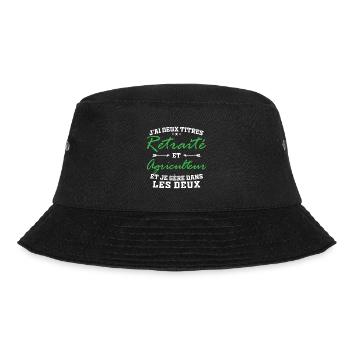 Ich habe zwei Titel: Rentner und Landwirt - Bucket Hat - Schwarz - Vorne - Lela (165cm)