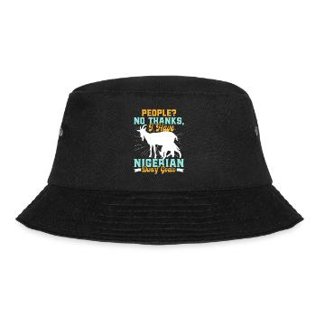 Ziegenliebhaber, nigerianische Zwergziegen - Bucket Hat - Schwarz - Vorne - Lela (165cm)