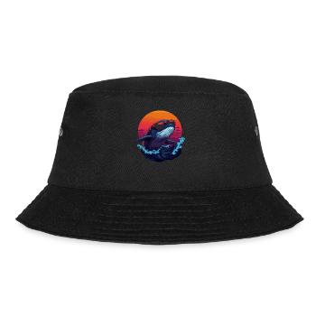 Cooler Wal Im Sonnenuntergang Mit Sonnenbrille - Bucket Hat - Schwarz - Vorne - Lela (165cm)