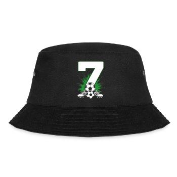 7. Geburtstag Fußballspieler 7 Jahre Kinder - Bucket Hat - Schwarz - Vorne - Lela (165cm)