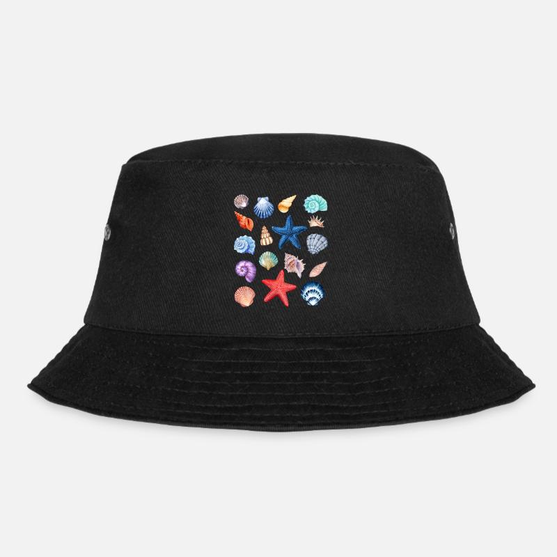 Shell Collection.Colorful Shells from Summer Holidays - Bucket Hat - black