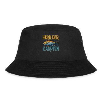 Angler Outfit HERR DER KARPFEN Lustiges Angeln - Bucket Hat - Schwarz - Vorne - Lela (165cm)