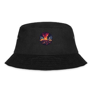 Dramatischer Vulkan Ausbruch mit Feuer und Rauch - Bucket Hat - Schwarz - Vorne - Lela (165cm)