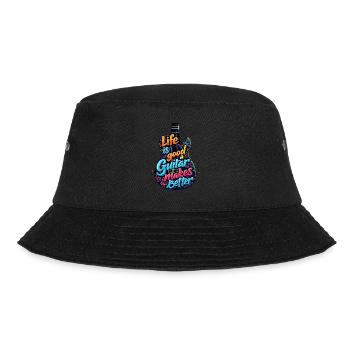 Life is Good Guitar makes it Better - Bucket Hat - Schwarz - Vorne - Lela (165cm)