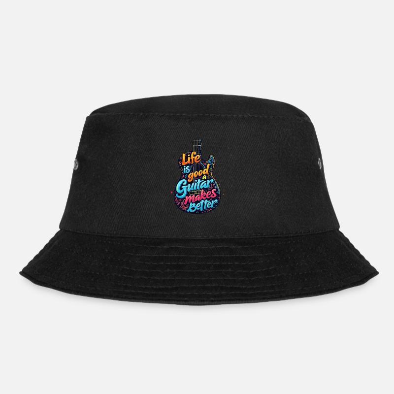 Life is Good Guitar makes it Better - Bucket Hat - Schwarz