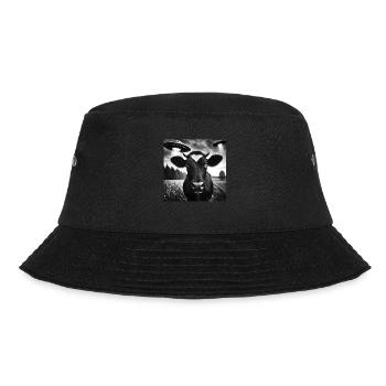 Kuh Rind Färse Lustiges Grafik Selfie mit UFO Wir - Bucket Hat - Schwarz - Vorne - Lela (165cm)